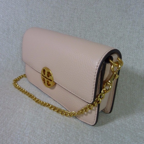 Tory Burch Pale Apricot Pink Chelsea Chain Pouch/MINI BAG - Picture 2 of 13